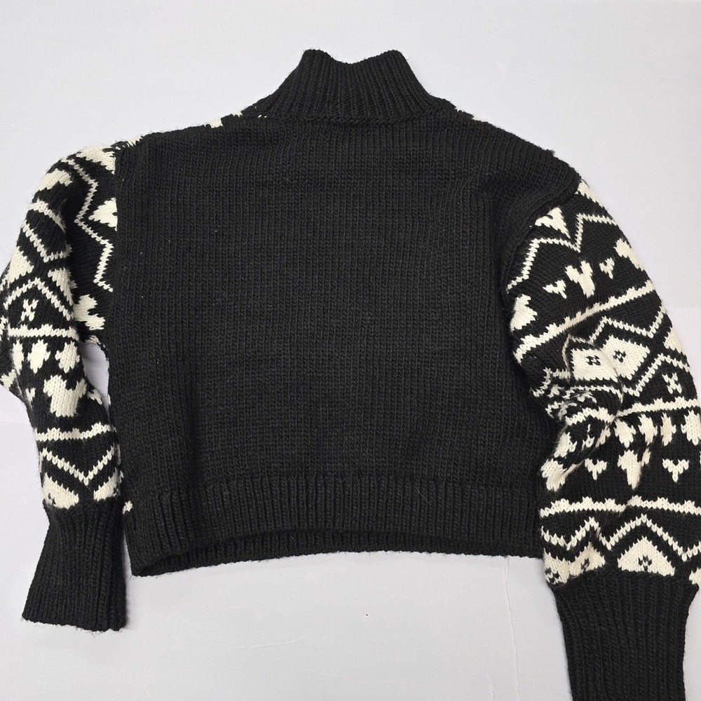 Disney H M Black White Mickey Mouse Fair Isle Mock Neck Sweater Women's Size S - Picture 3 of 6